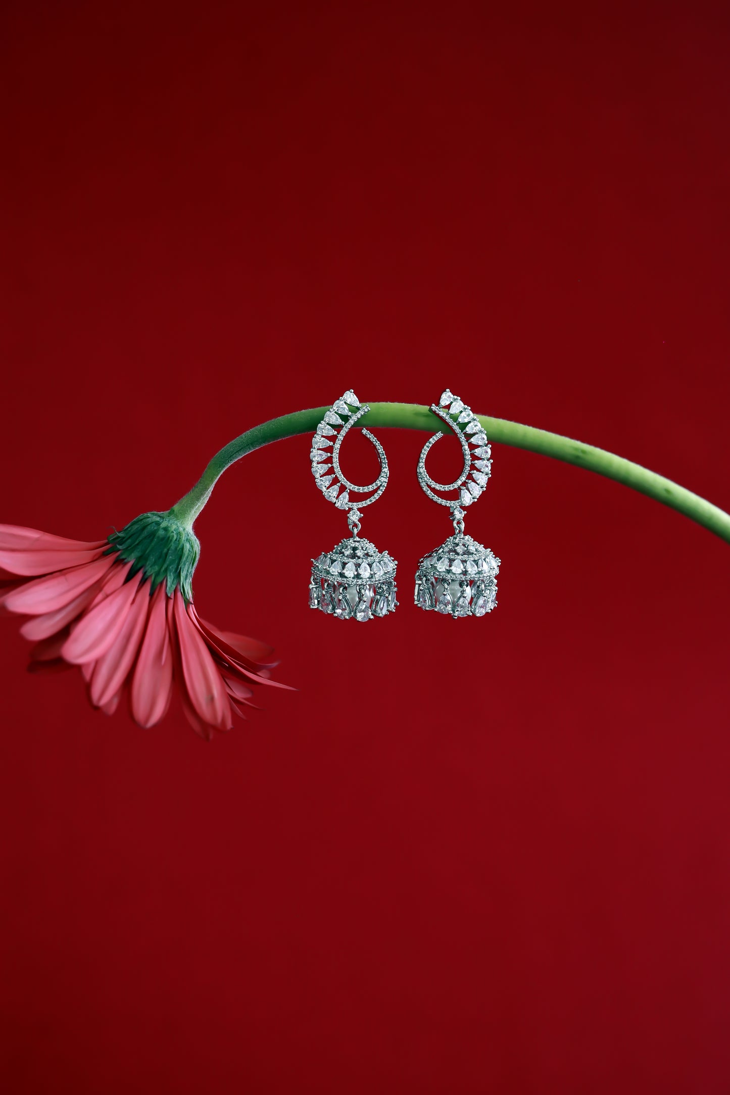 Nuala Artificial Diamond Jhumkas